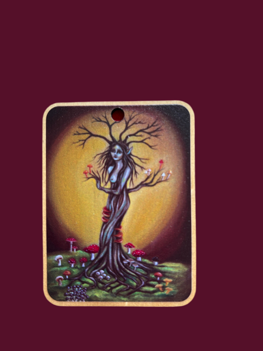 ドライアド、木製タグ、ペンダント、キータグ