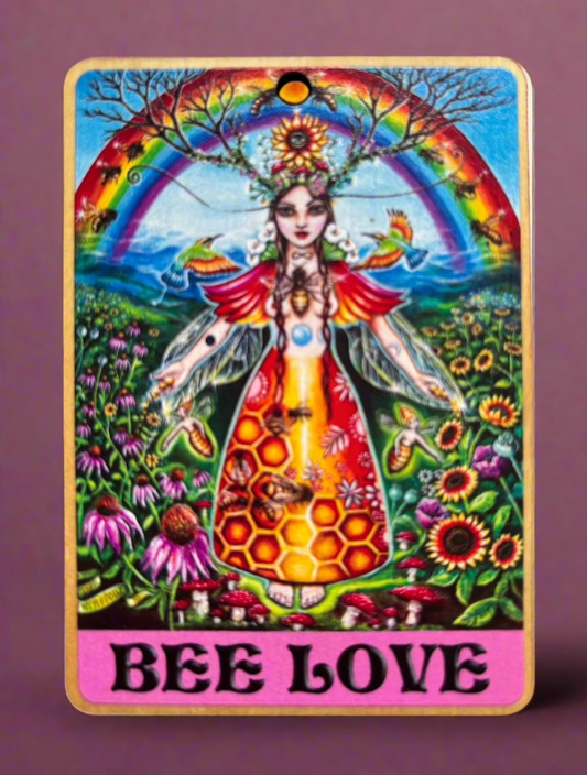 Bee Love ラージ、木製タグ、ペンダント、祭壇用ピース