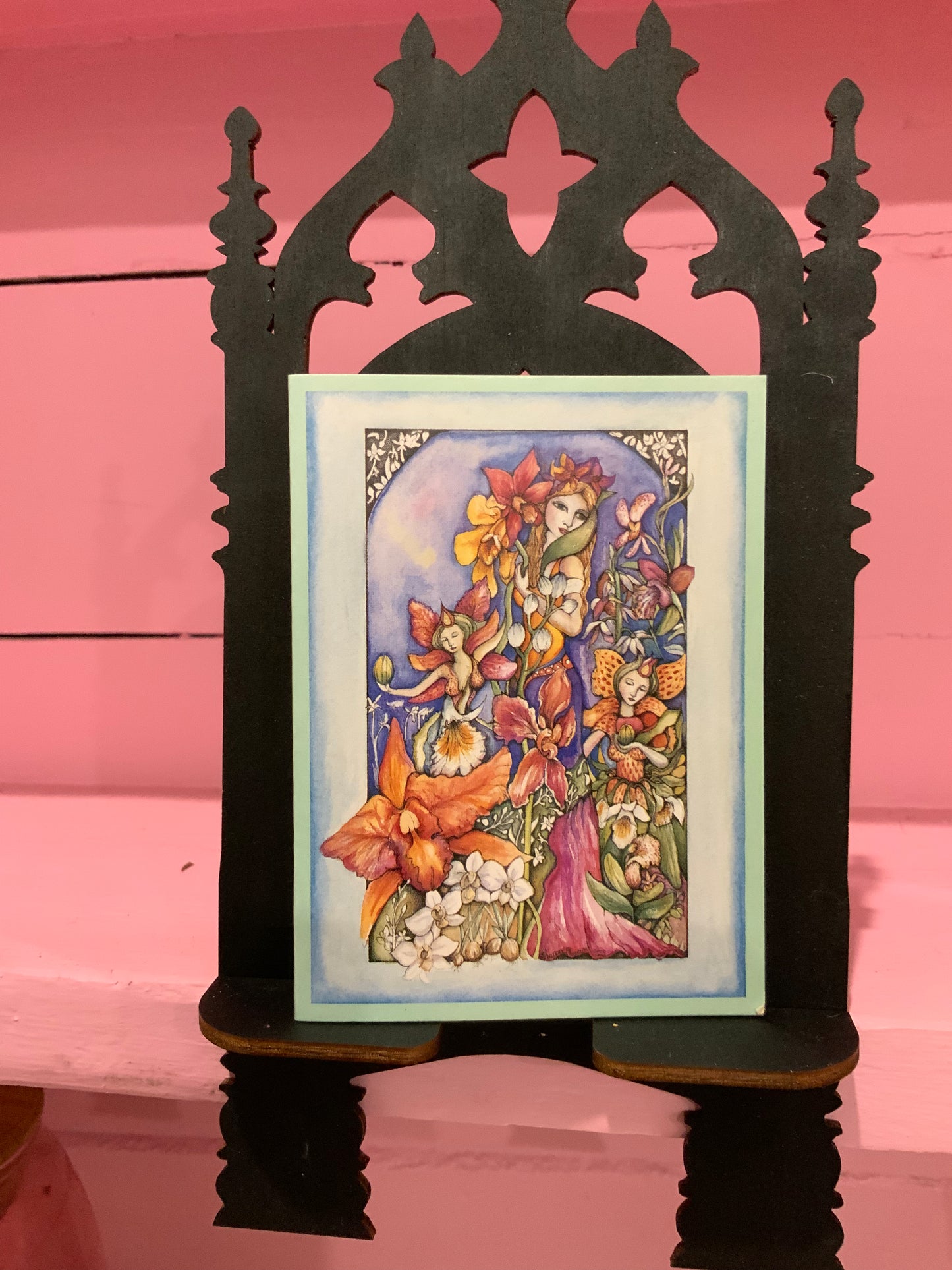 蘭の女性カード(中は空白)