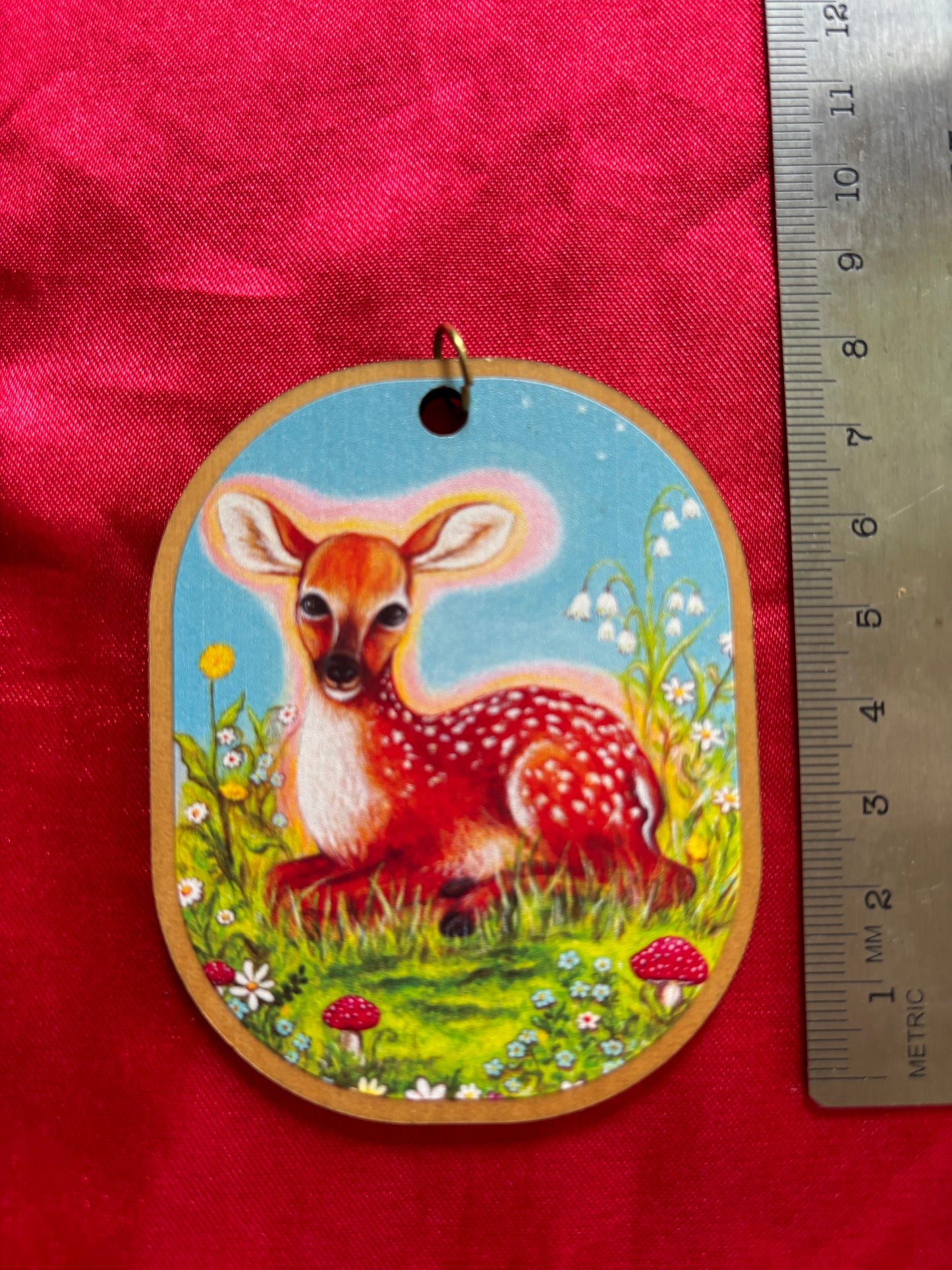 Little Deer, wooden tag,pendant,altar piece