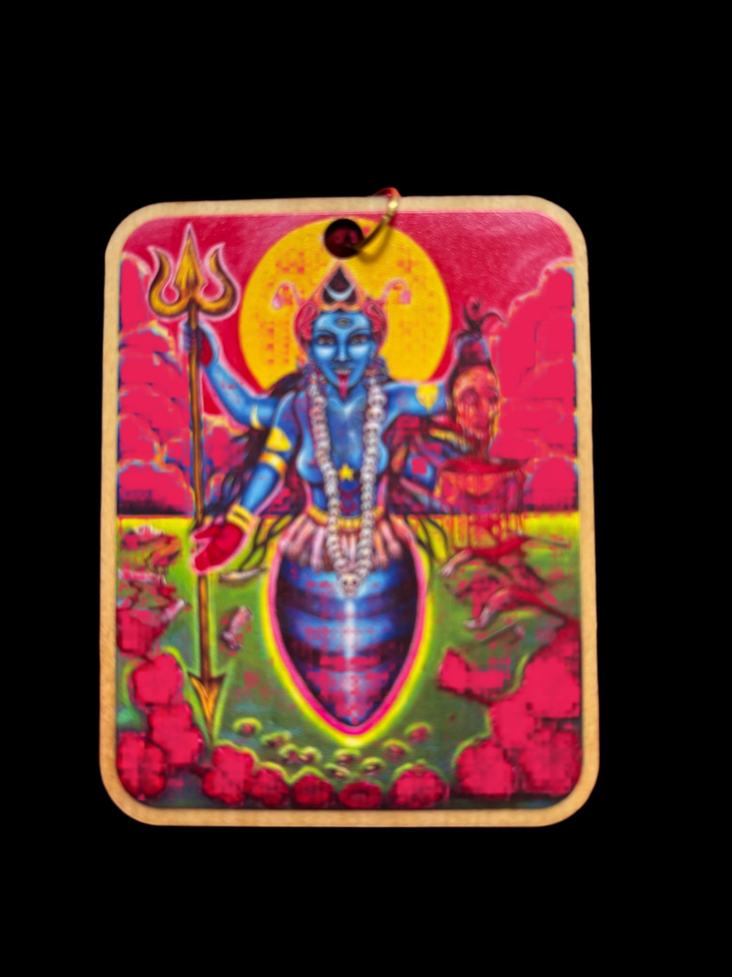 Kali Bee wooden tag,pendant,altar piece