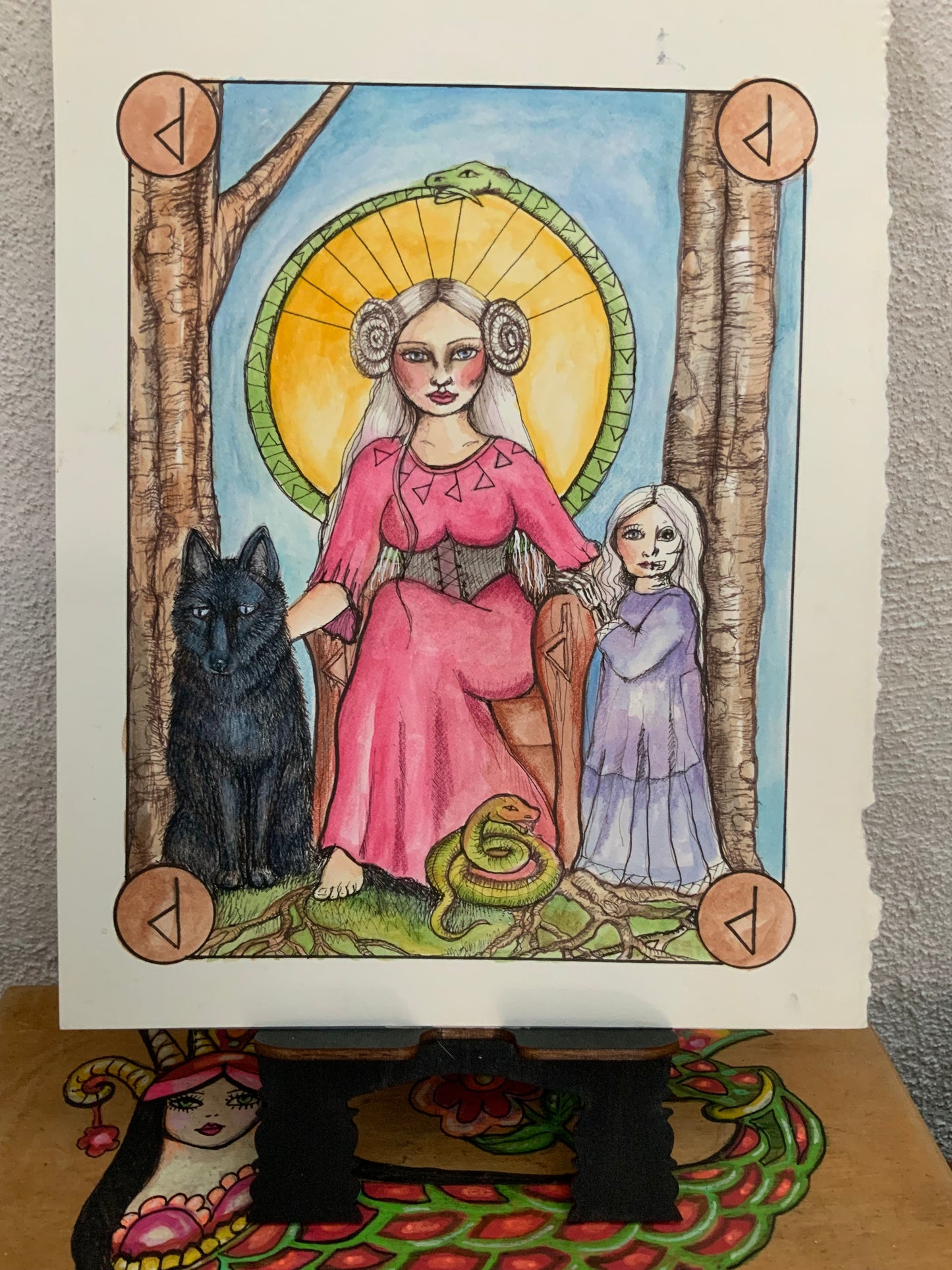 Wunjo Merkstave- Angrboda  [ from the Norse Goddess Rune Oracle Deck]