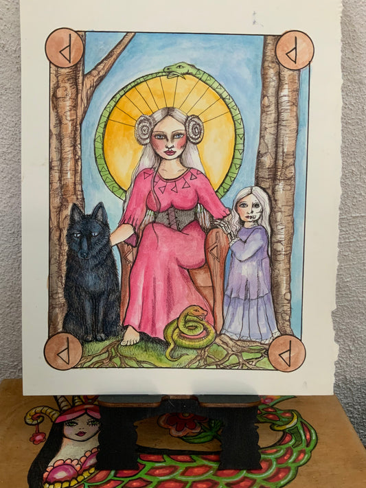 Wunjo Merkstave- Angrboda  [ from the Norse Goddess Rune Oracle Deck]