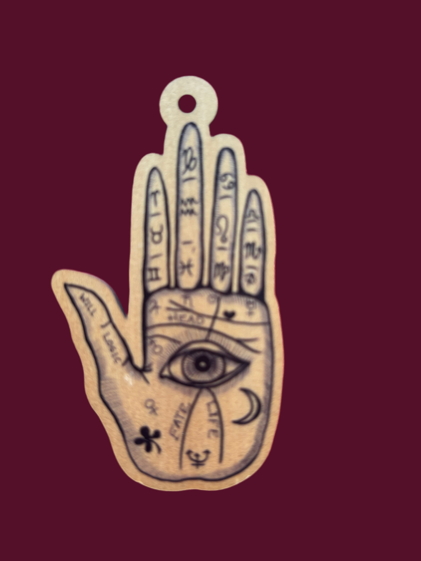 Palmistry wooden tag,pendant,altar piece