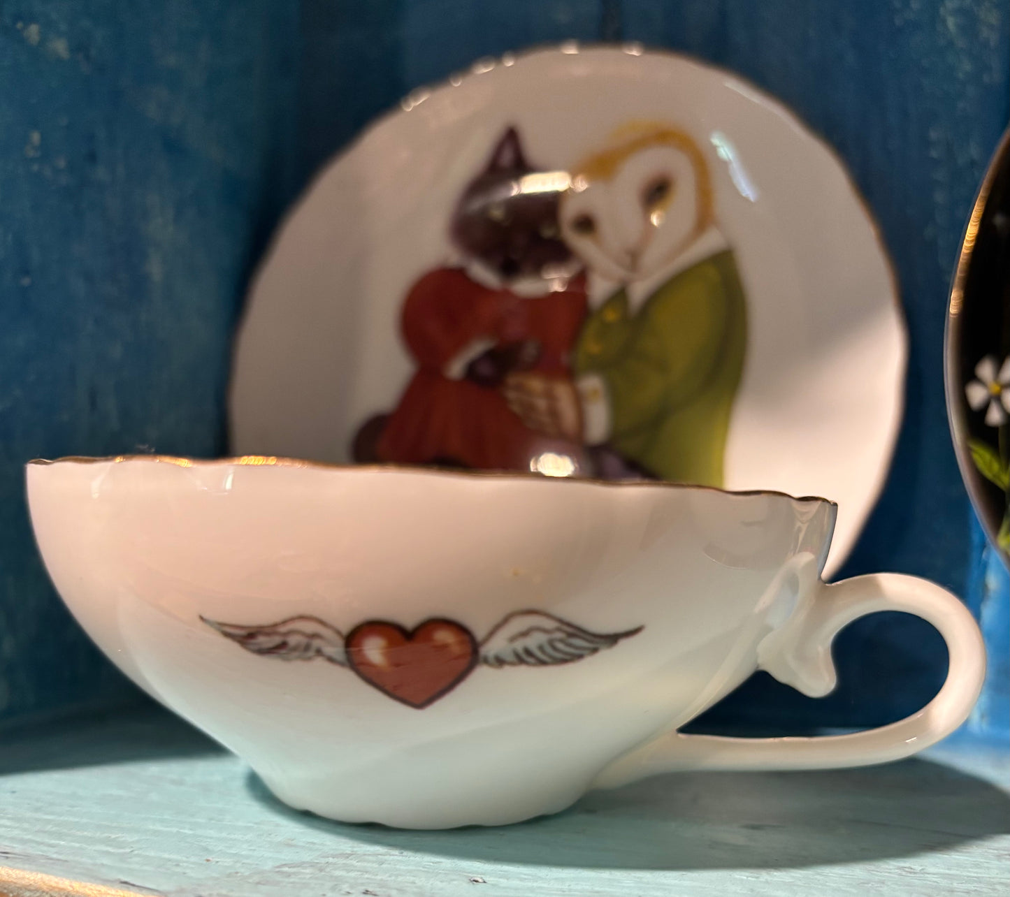 Owl and the Pussycat ,Limited edition Divination tea cup and saucer